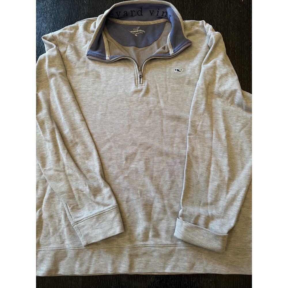 Vineyard Vines Heather Grey Quarter Zip Pullover Shep Shirt  Logo Mens XL (D)